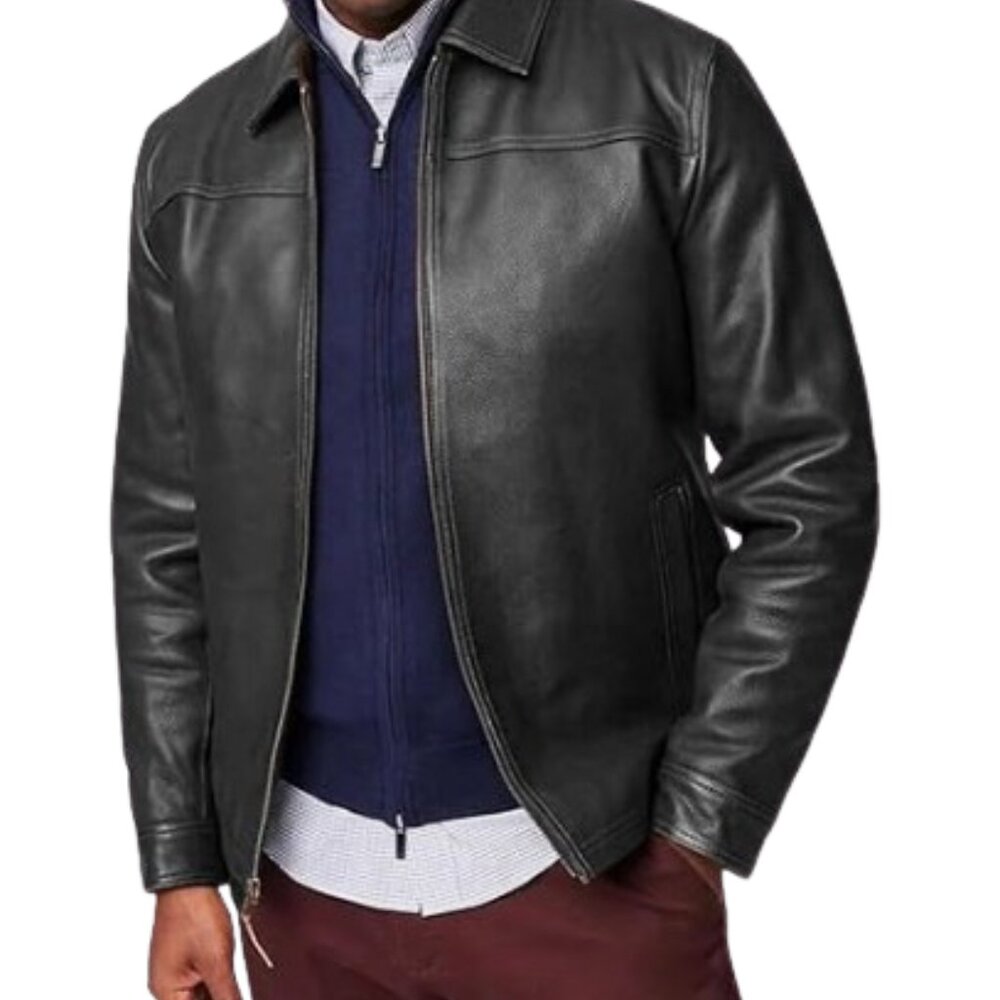 Isaac & David Black Leather Jacket – Available in Sizes M and 3XL